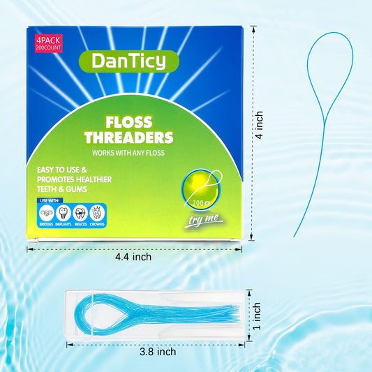 Threader being used to pass floss under braces