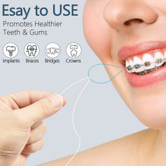 Threader guiding floss under a dental bridge