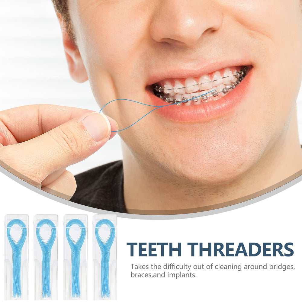Braces with floss threader ready for use