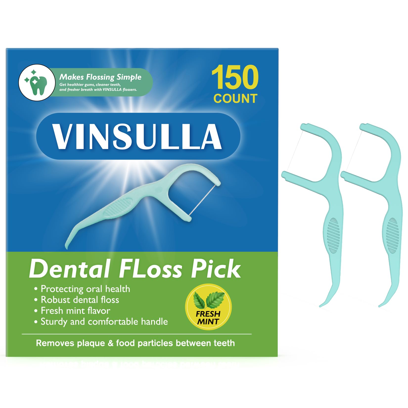 Flosser picks with Fresh Mint flavor, 150-count package