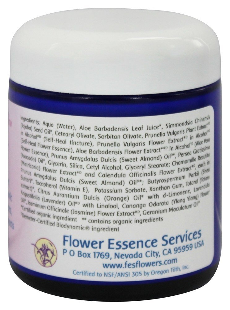 Ingredients display for Self-Heal Cream 4oz jar