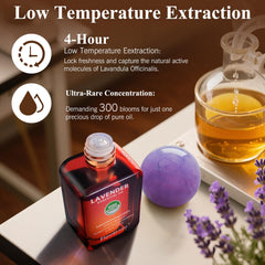 Steam-distilled lavender oil from Provence in a glass bottle
