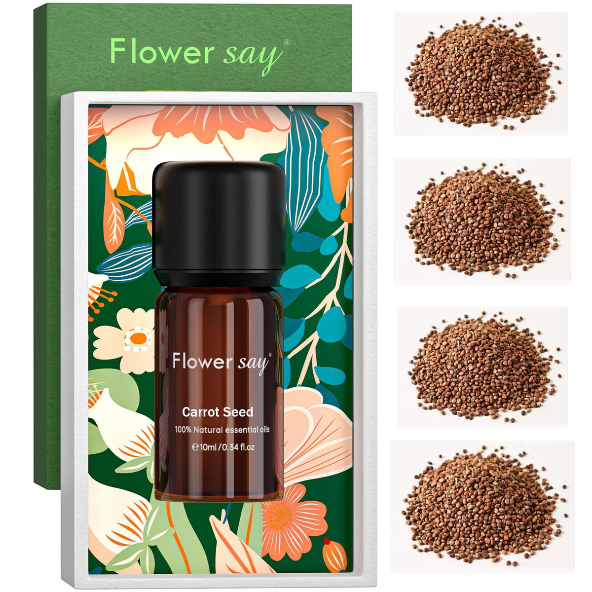 FLOWERSAY Carrot Seed Essential Oil bottle 0.34oz