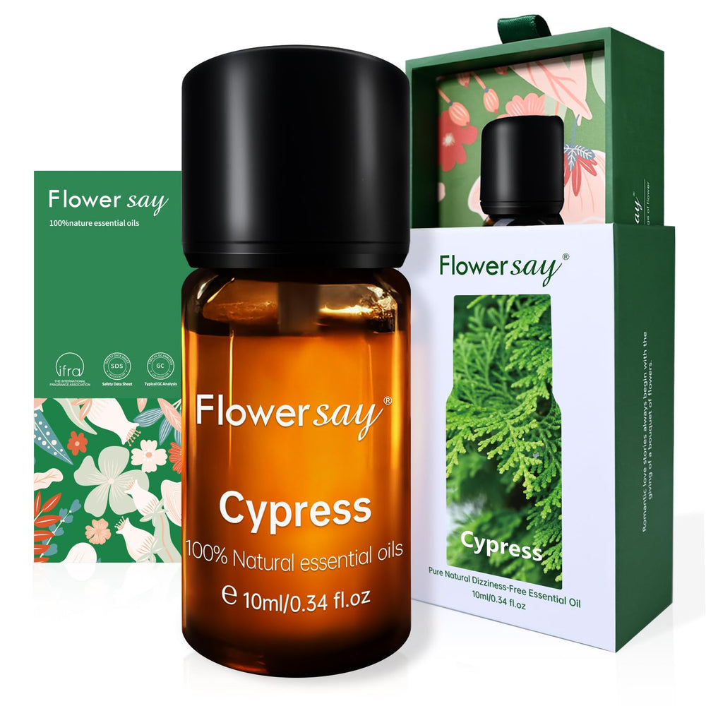 FLOWERSAY Cypress Essential Oil 0.34oz in amber bottle