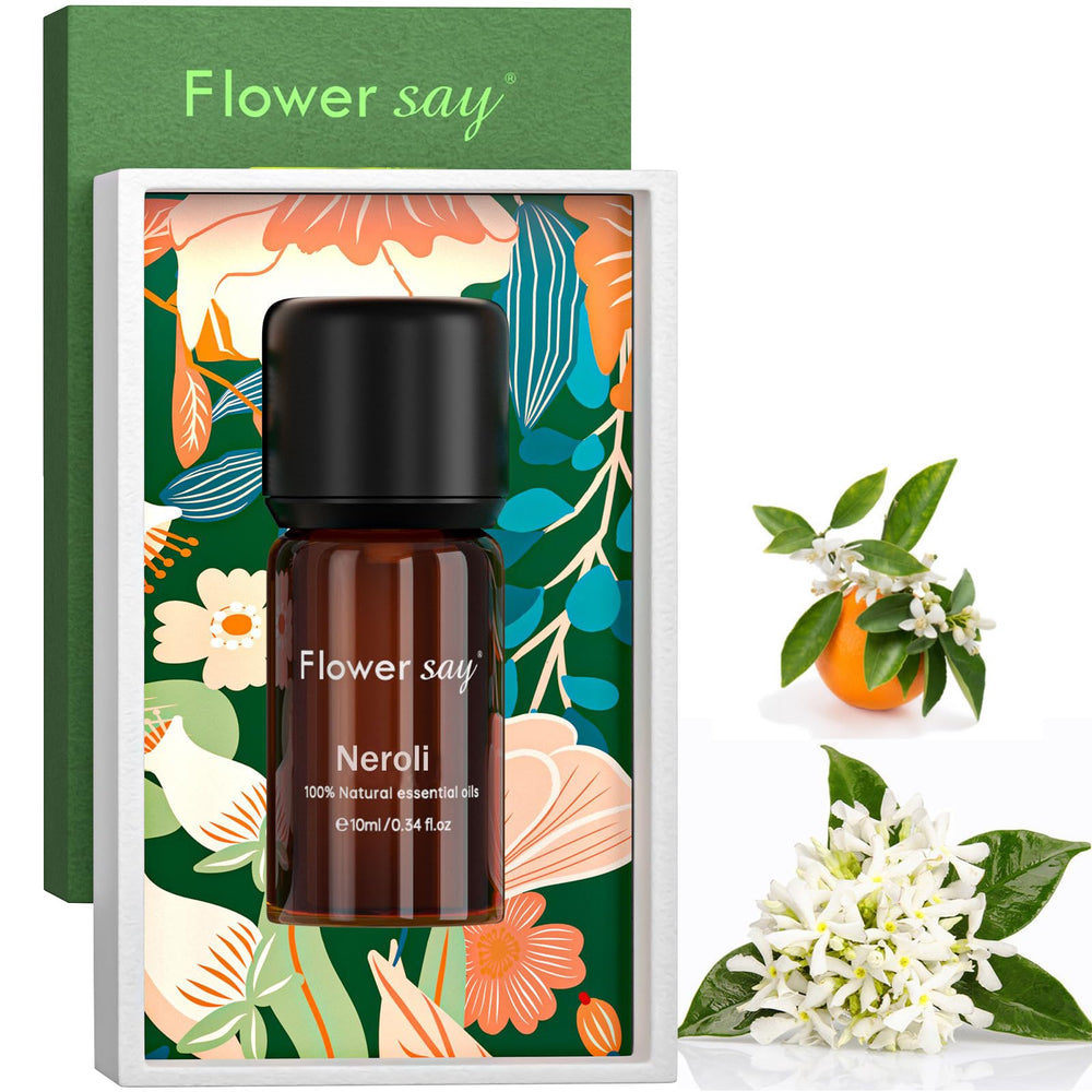FLOWERSAY Neroli Essential Oil in amber glass bottle with dropper