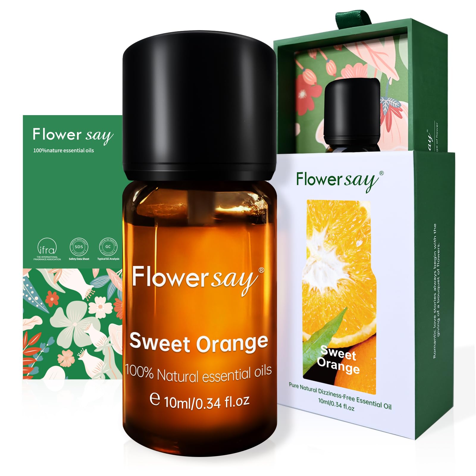 FLOWERSAY Sweet Orange Essential Oil bottle - 100% pure and undiluted