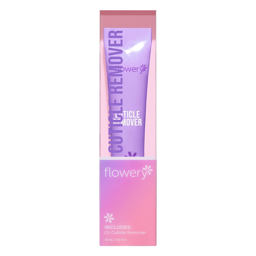 Flowery Cuticle Remover 2-in-1 tube for gentle cuticle care and nail nourishment.