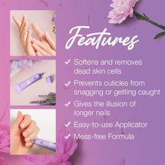 Flowery Cuticle Remover hydrates nails with Aloe Vera and Vitamin E.