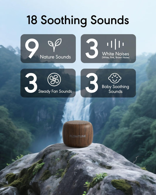 Flowtune portable mini sound machine shown in a bag for easy use