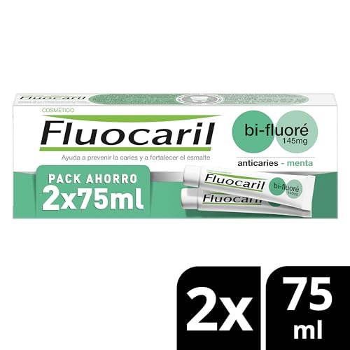 Close-up of Fluocaril Bi-Fluore Duplo Mint toothpaste box