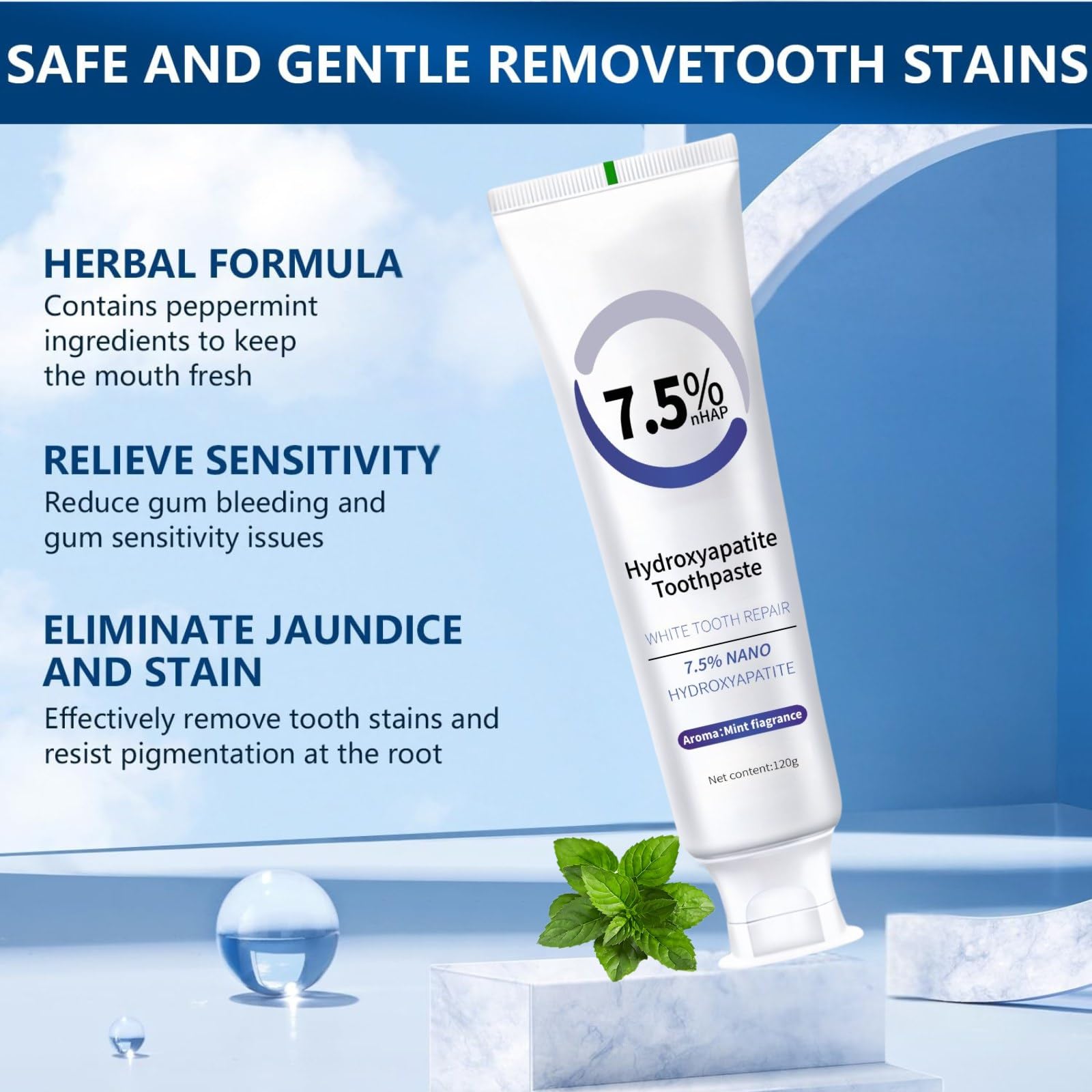 Fluoride-free gentle toothpaste for sensitive teeth