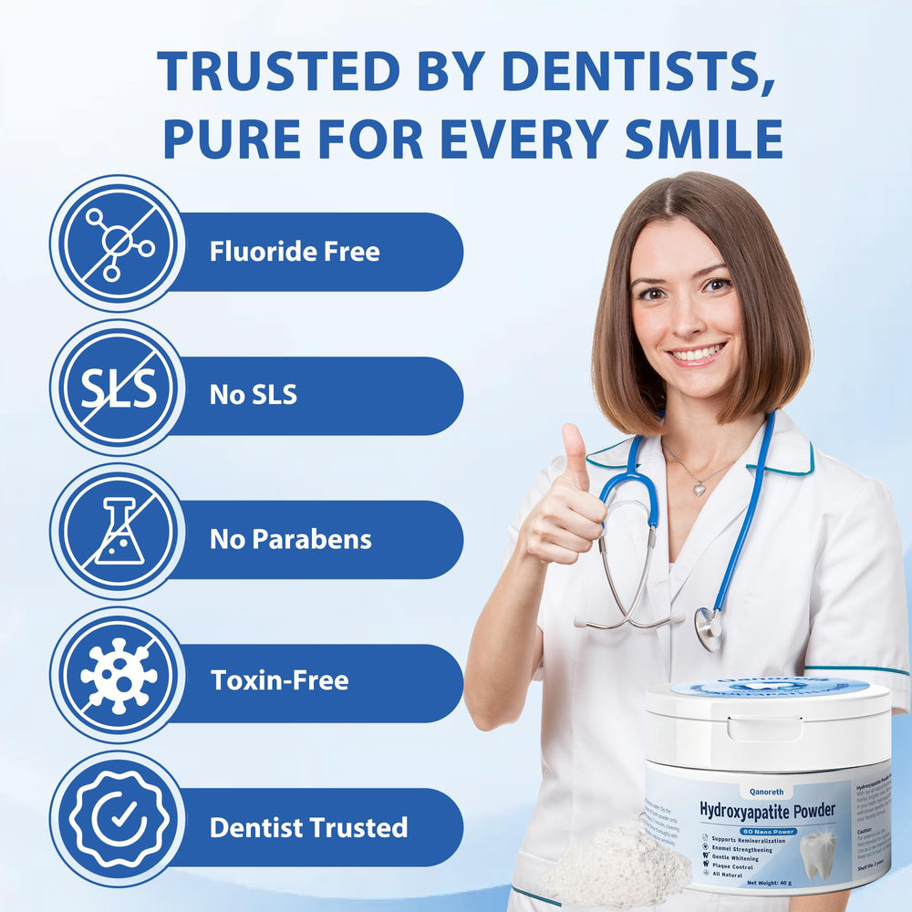 Fluoride-free biocompatible label for nano hydroxyapatite powder