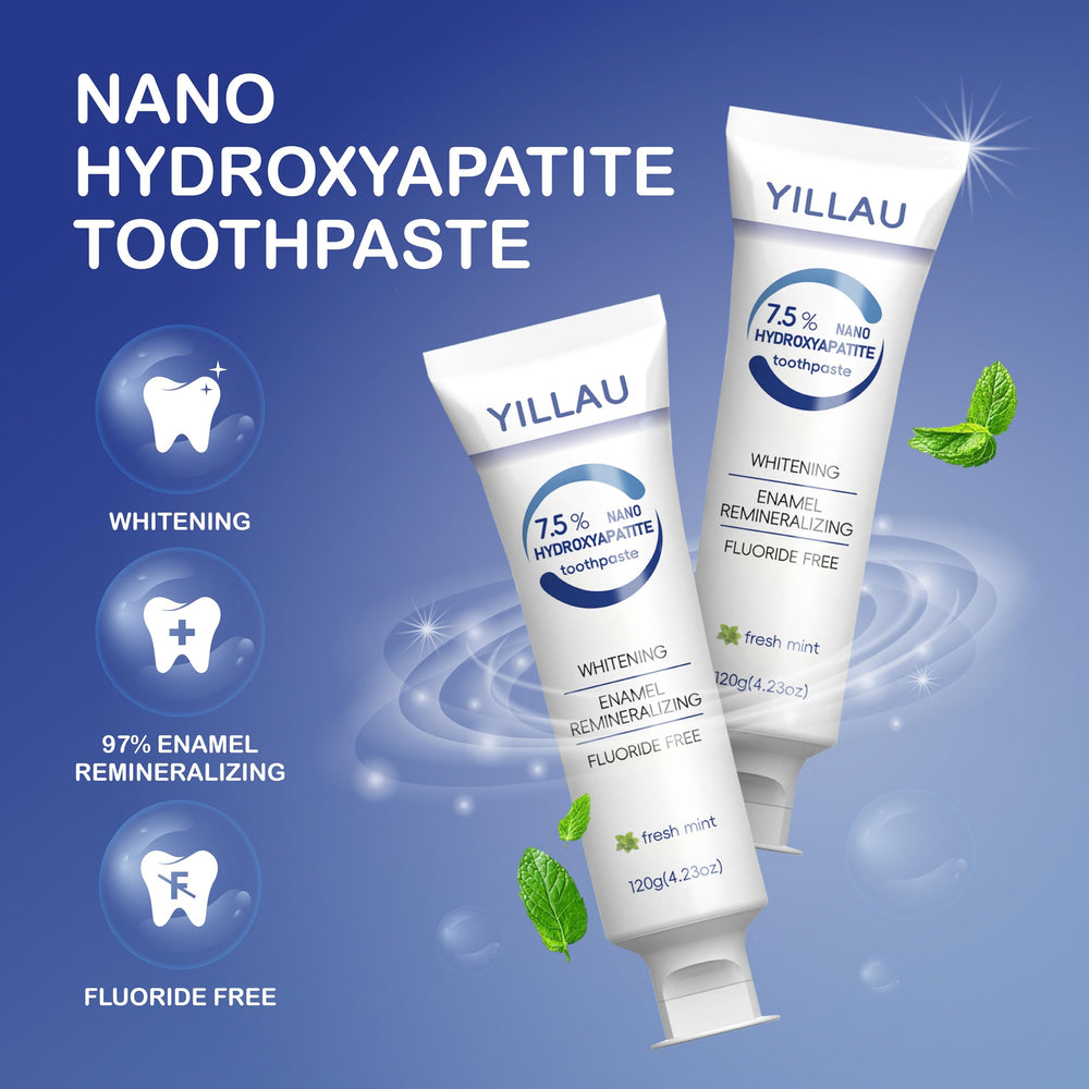 Packaging of fluoride-free nano hydroxyapatite toothpaste