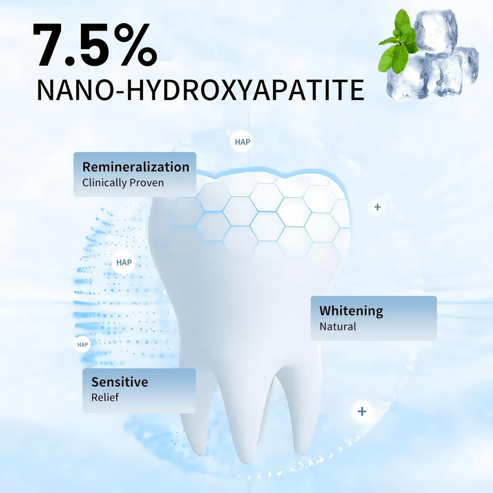 Icons representing fluoride-free safety of the toothpaste