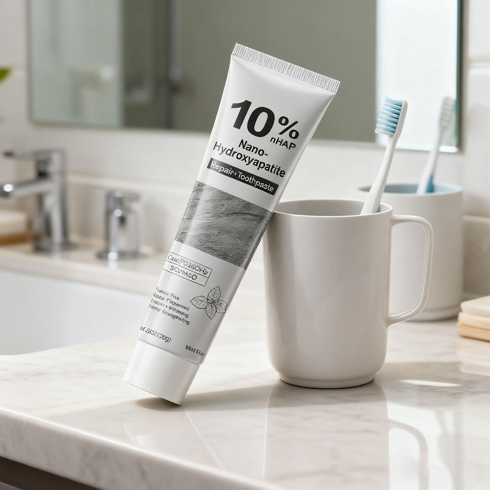 Fluoride-free toothpaste packaging highlighting safety