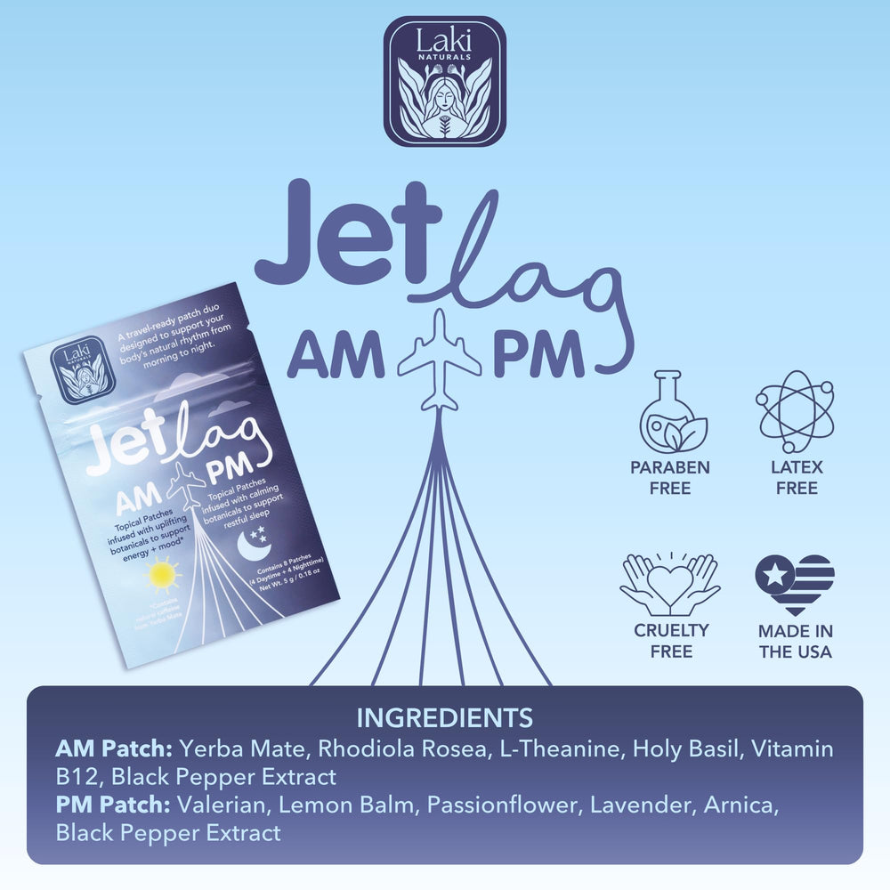 Complementary Fly Calm patch packaging for travel support