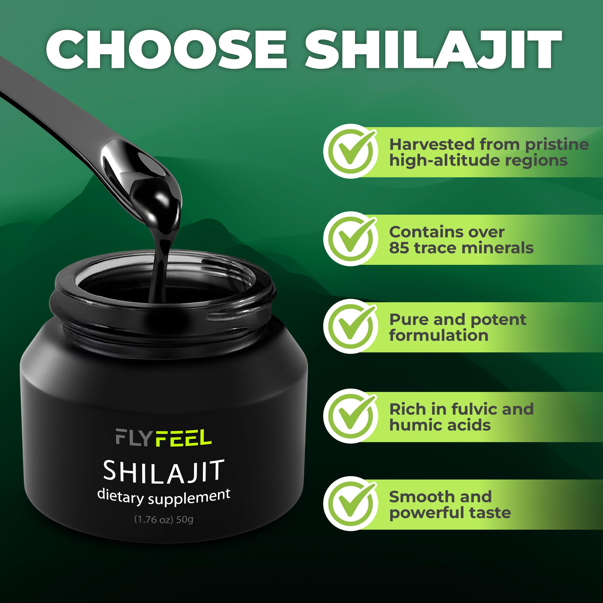 Shilajit resin on a wooden spoon