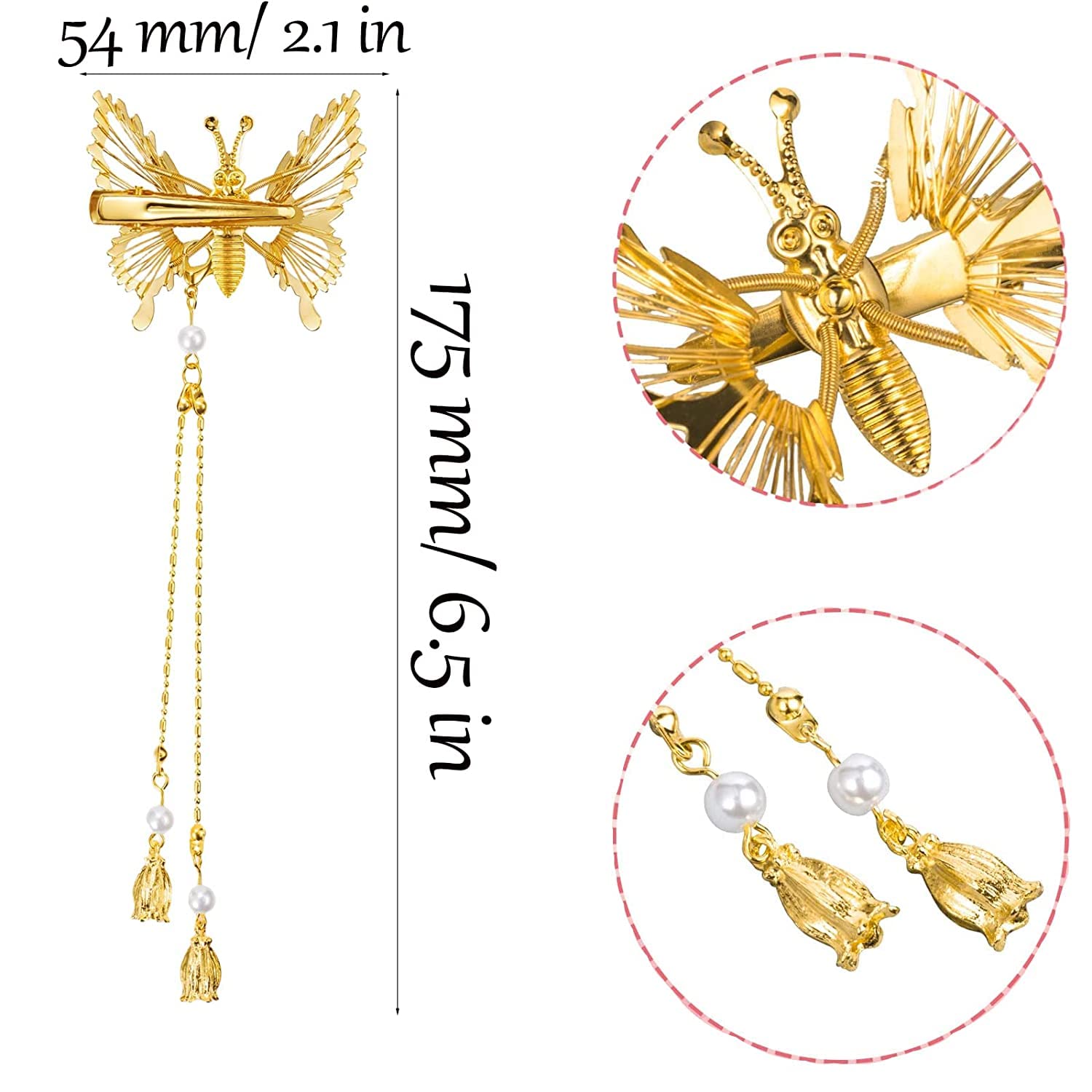 Flymind butterfly tassel clip shows wind-wiggle tassels for subtle motion.