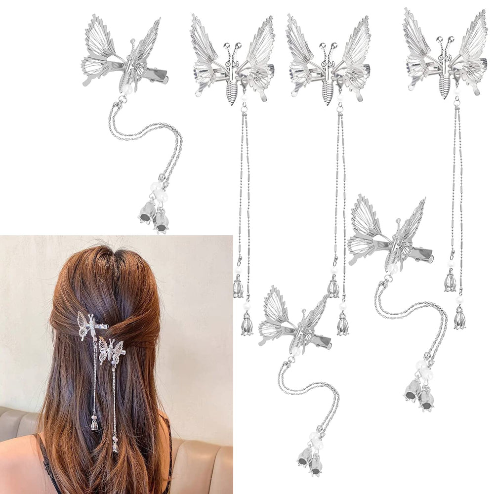 Flymind moving butterfly tassel clip with wings for versatile styling.