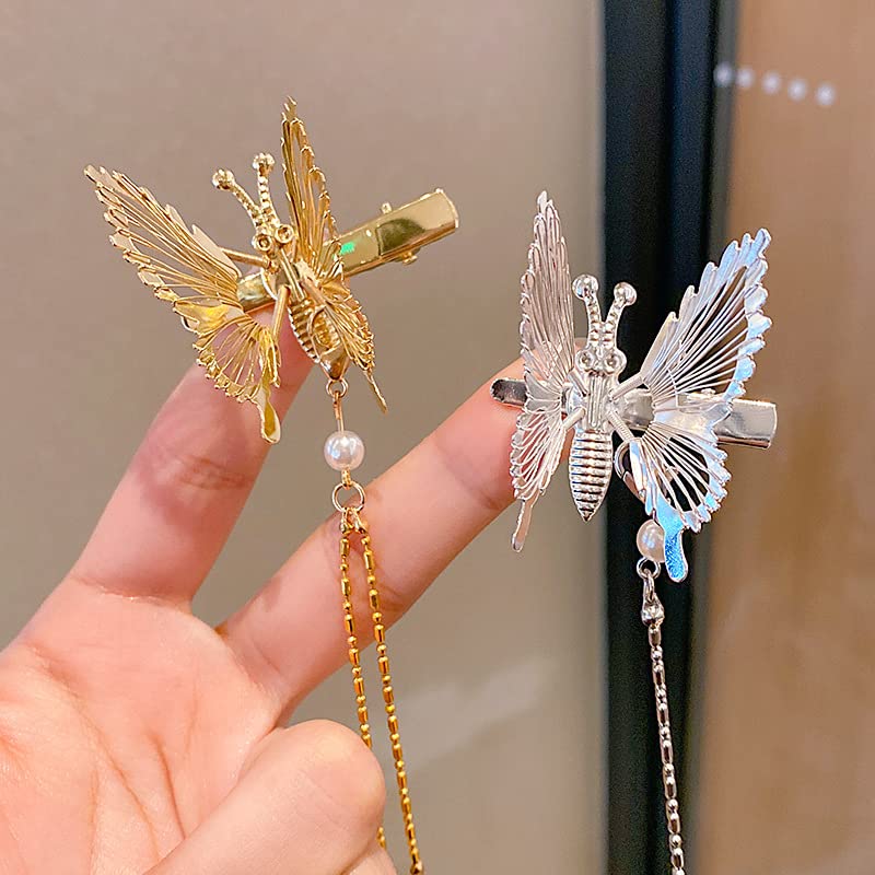 Flymind silver butterfly hair clip made from durable metal alloy.