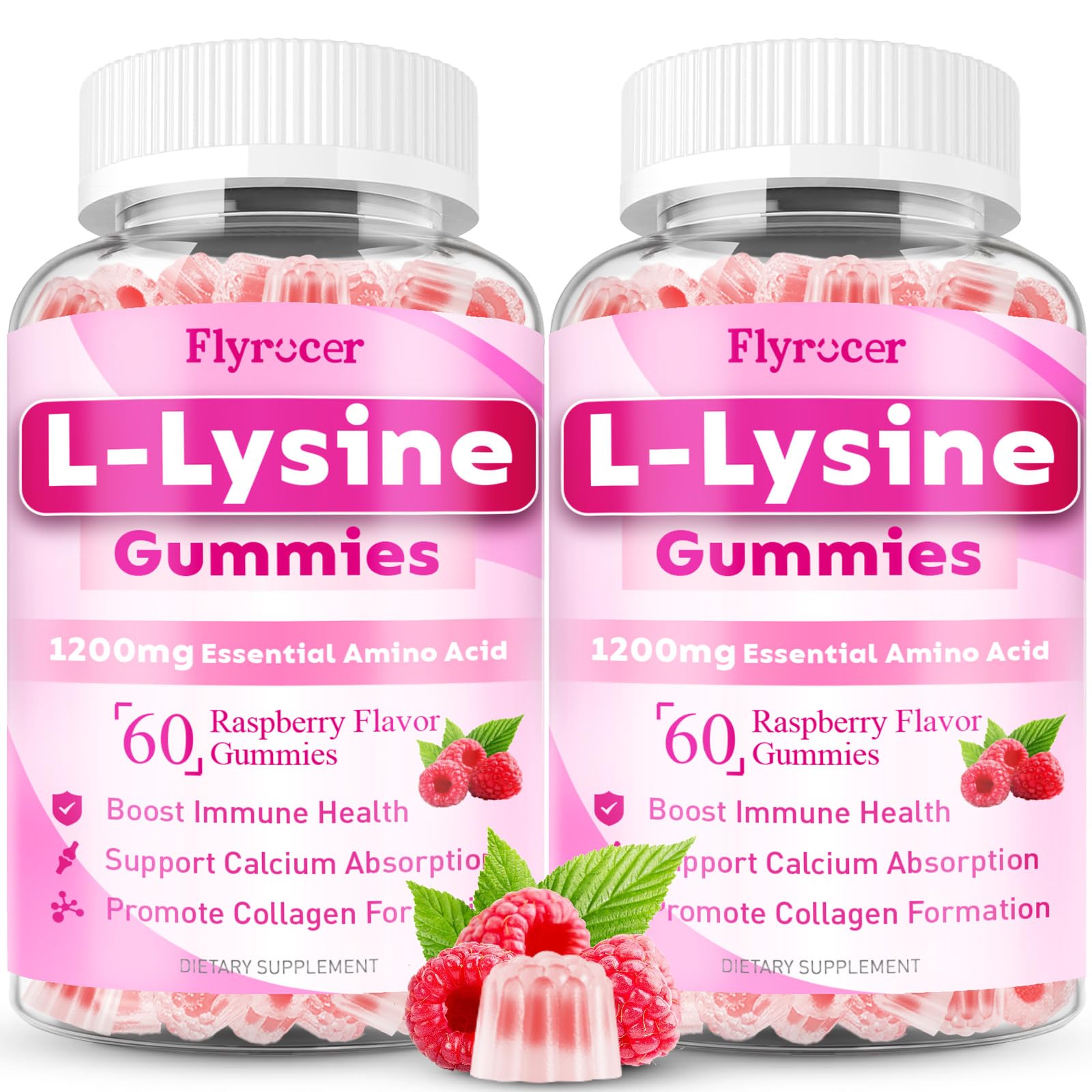 Flyrocer 2-pack lysine gummies bottle front
