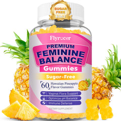 Flyrocer Feminine Balance Gummies bottle on white background