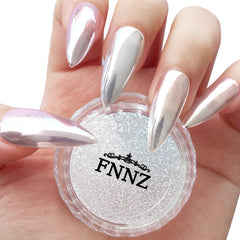 FNNZ Unicorn Chrome Nail Powder bottle close-up with iridescent finish.