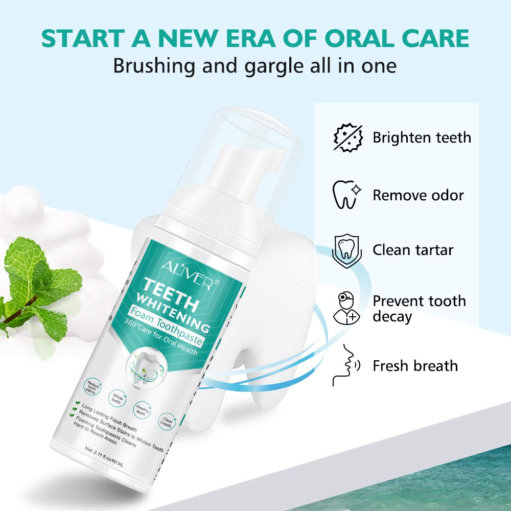 60ml foam toothpaste packaging showing mint flavor