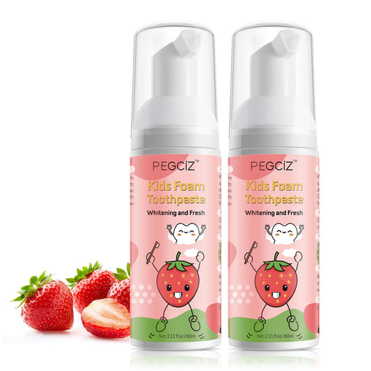 Foam toothpaste for kids with strawberry flavor, 2-pack