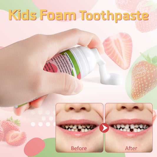 Package showing 60ml x 2 bottles of kid foam toothpaste