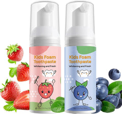 Front view of Foam Toothpaste Kids 2PCS in Strawberry & Blueberry flavor