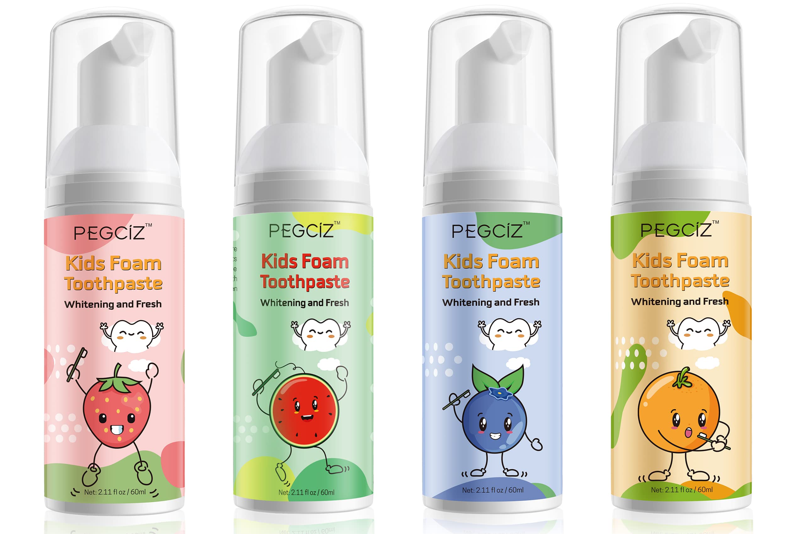 Foam toothpaste bottle for kids with fruit flavor label
