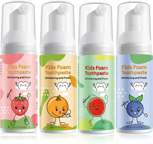 Foam toothpaste for kids with fruit flavor in 60ml tubes