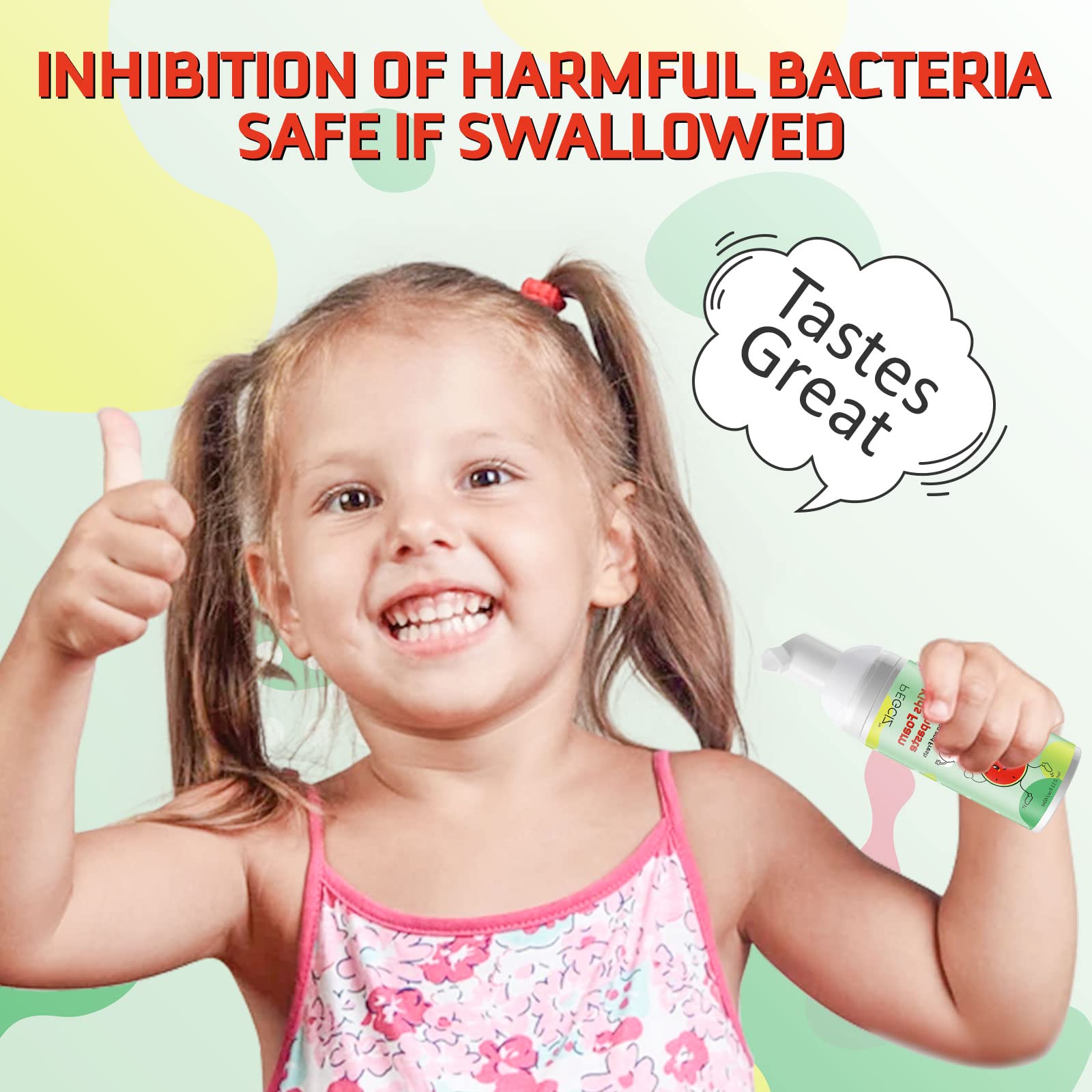 Kids brushing with mint flavored foam toothpaste