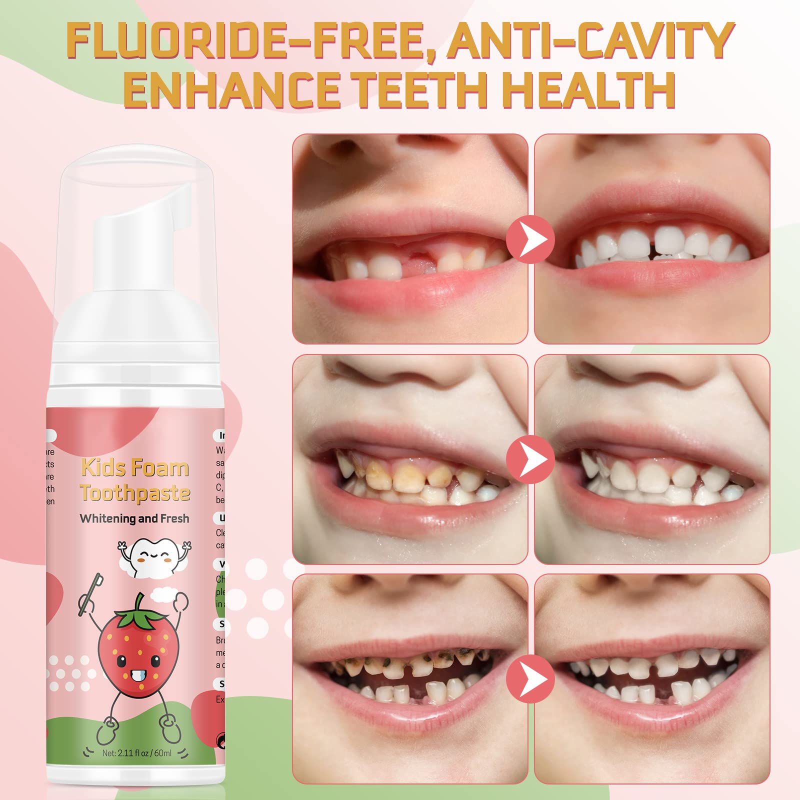 Kids toothpaste for ages 3+ with fluoride-free formula