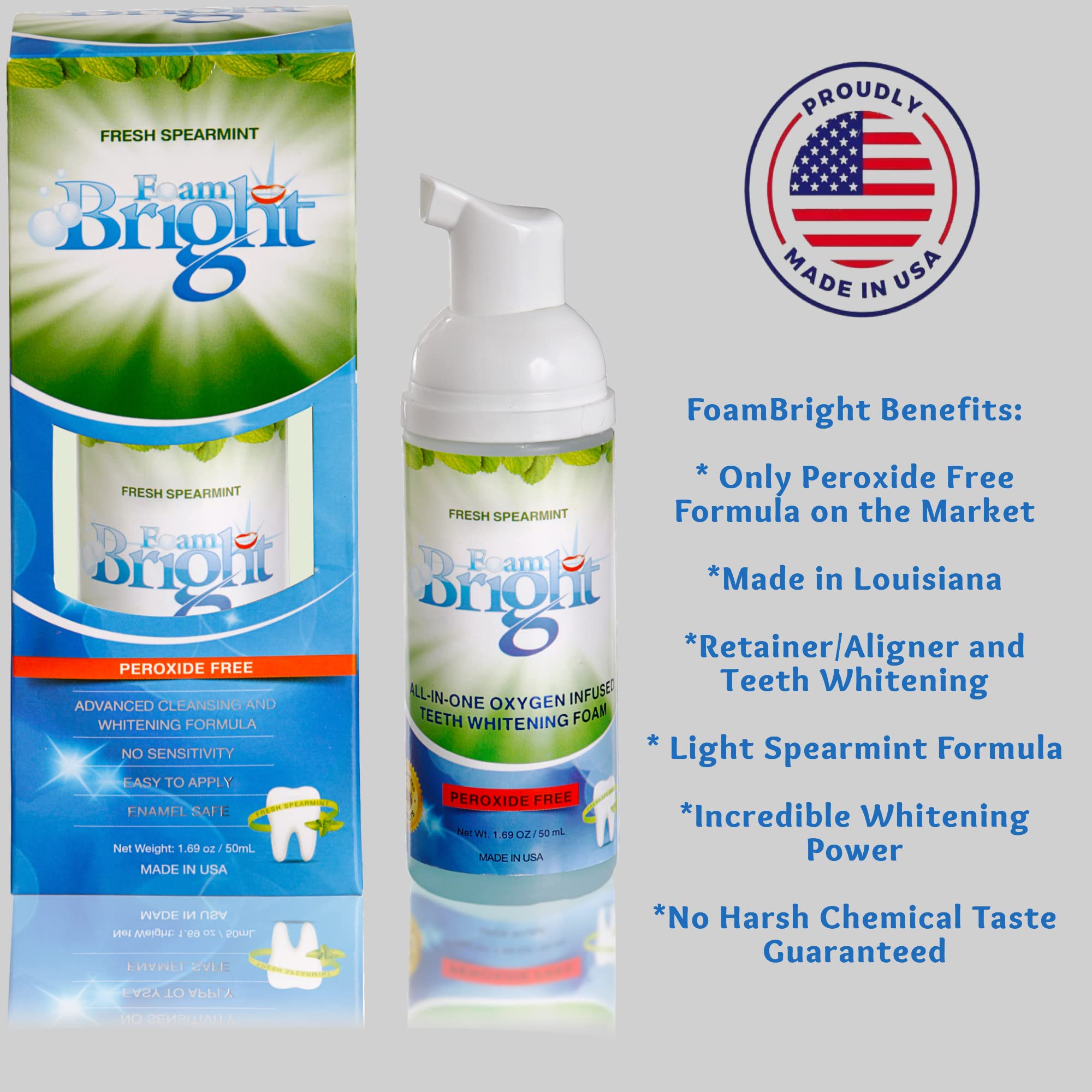 Denture whitening and oral care with FoamBright