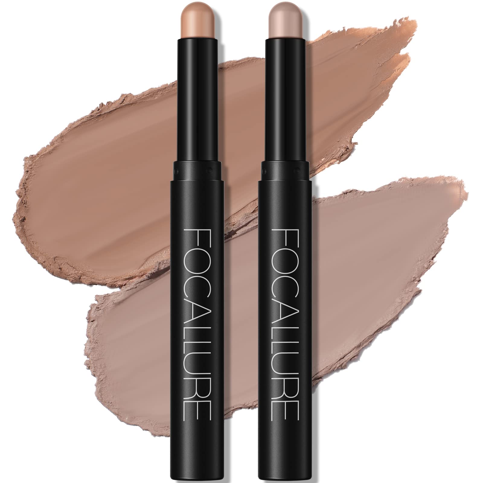 FOCALLURE 2pcs cream eyeshadow sticks base shade 19 for smooth, even coverage.