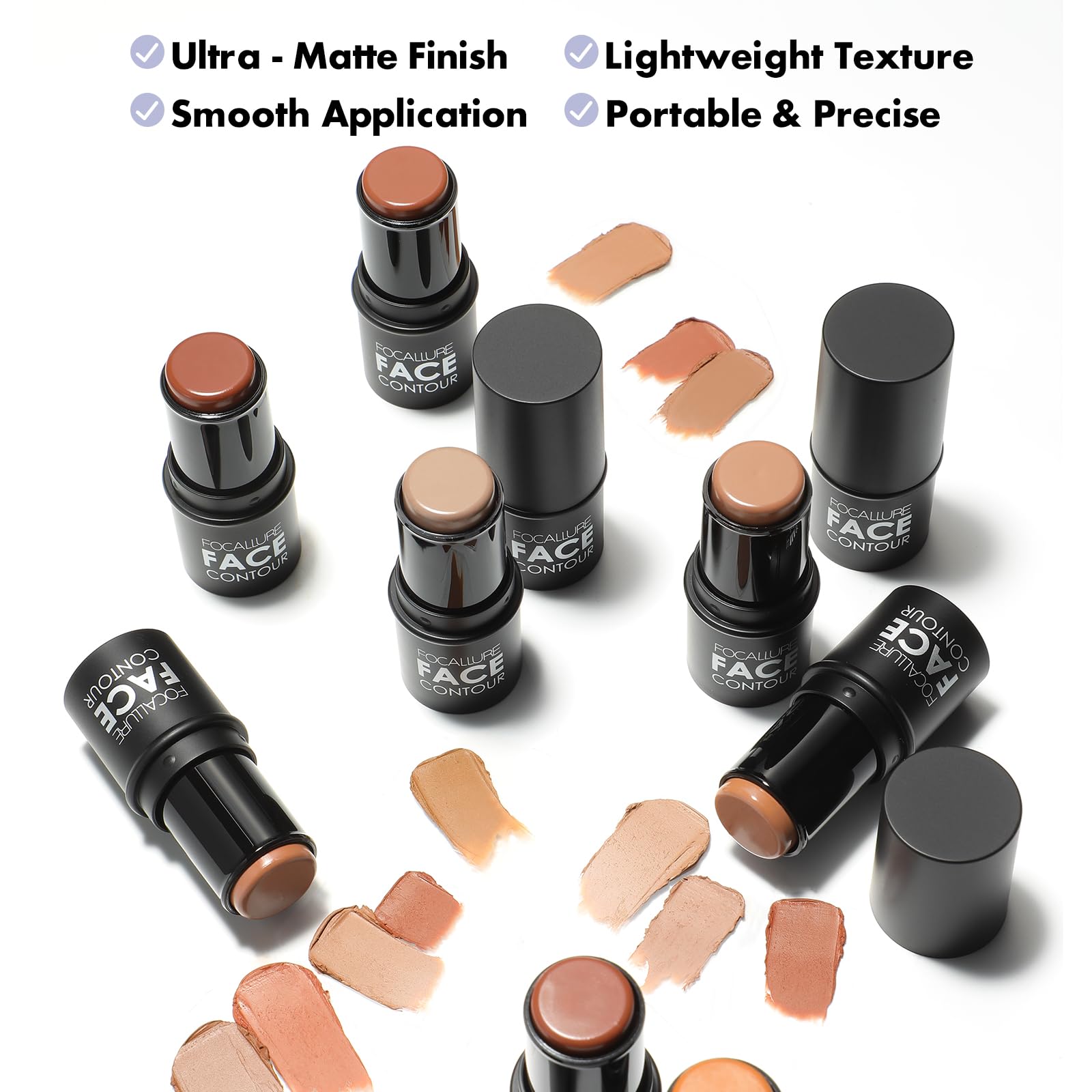 FOCALLURE contour-stick Mocha on cheek area defines sculpted cheeks naturally
