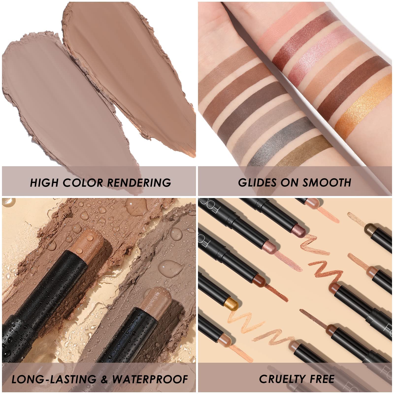 FOCALLURE application tips show base then intensity for richer color.