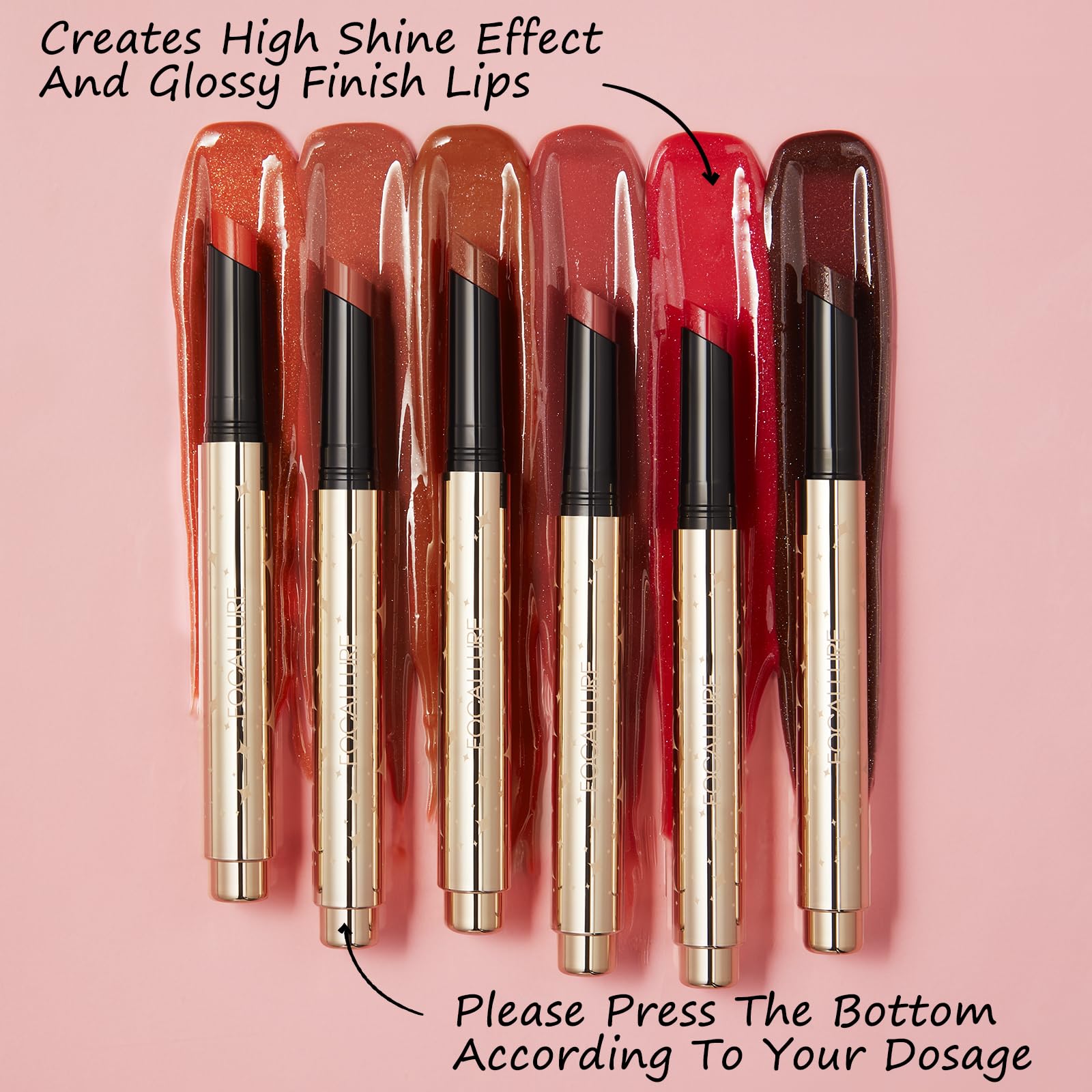FOCALLURE Sparkling Gem Lip Plump close up highlights pearls and radiance.