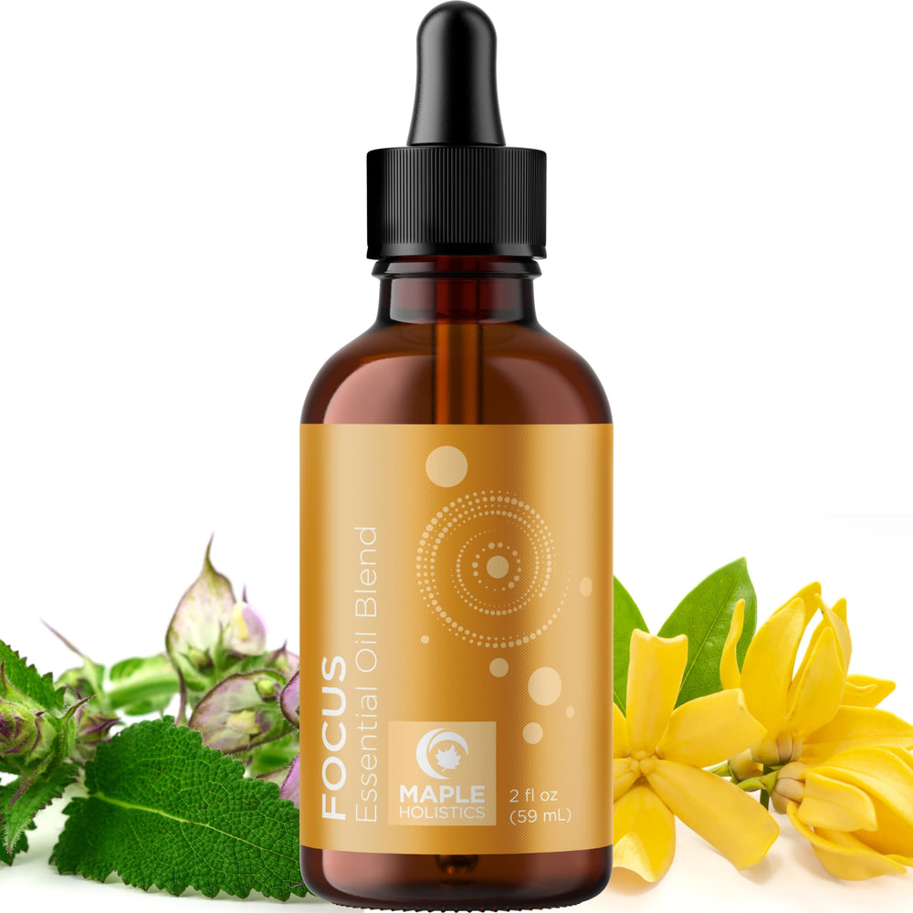 Front view of Focus Essential Oil Blend for diffusers 2 oz bottle