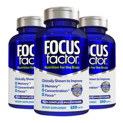 Focus Factor brain supplement bottle front view showing product branding and label details