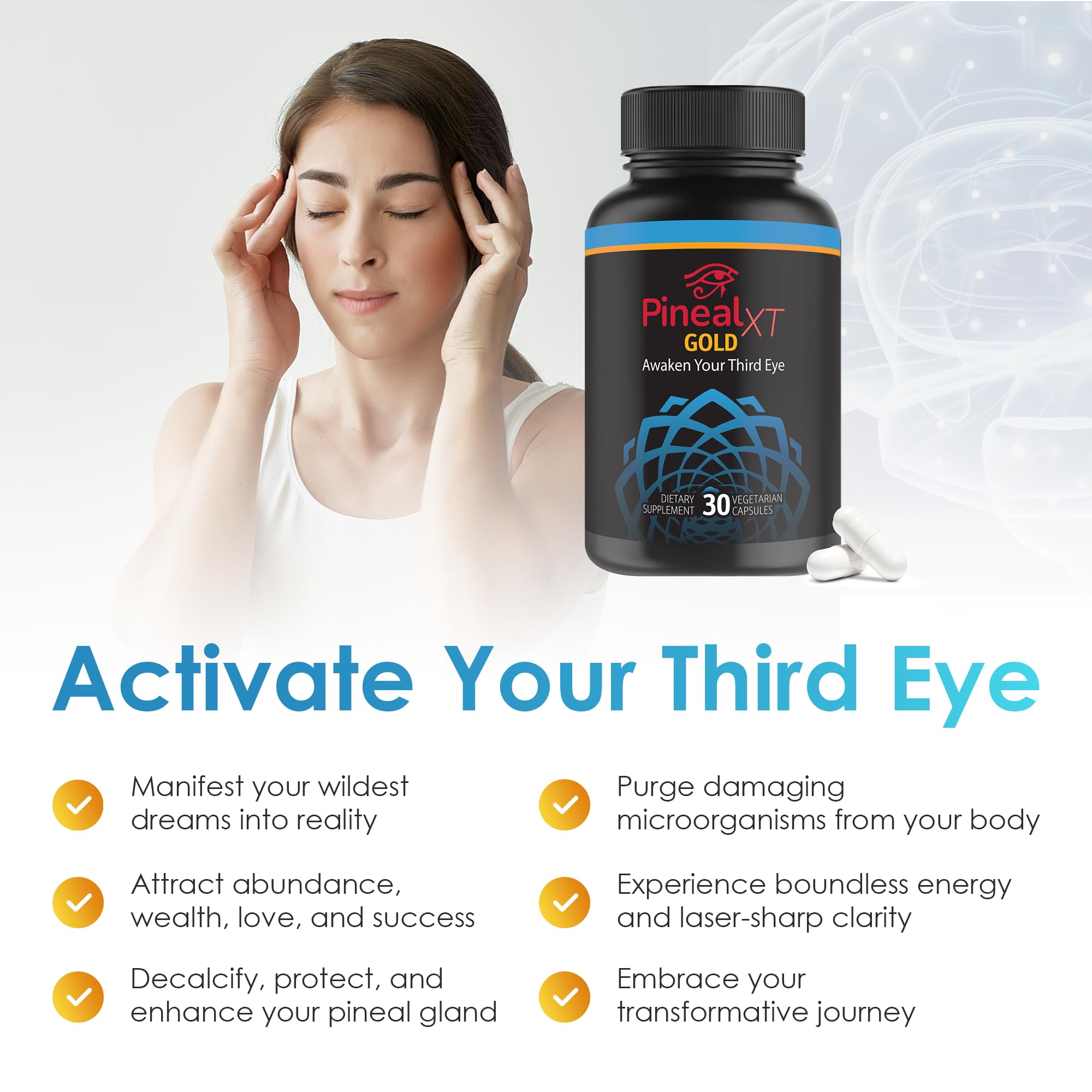 Concept image of focus and memory boost with Pineal XT Gold