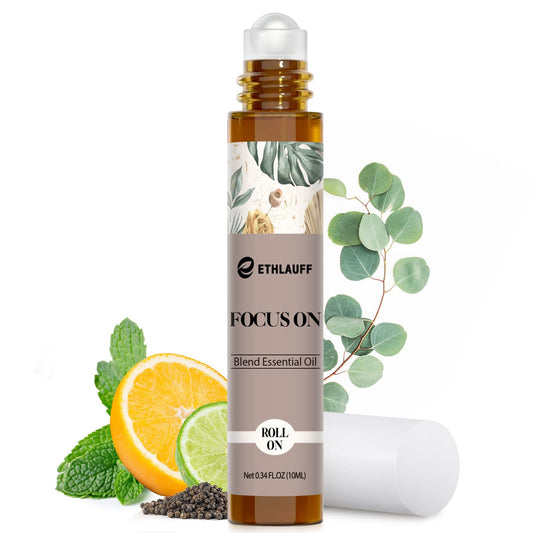 Focus essential oil roll-on blend bottle with rollerball