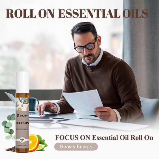 Close-up of focus blend showing orange, eucalyptus, bergamot and black pepper oils