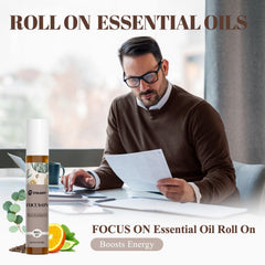 Close-up of focus blend showing orange, eucalyptus, bergamot and black pepper oils