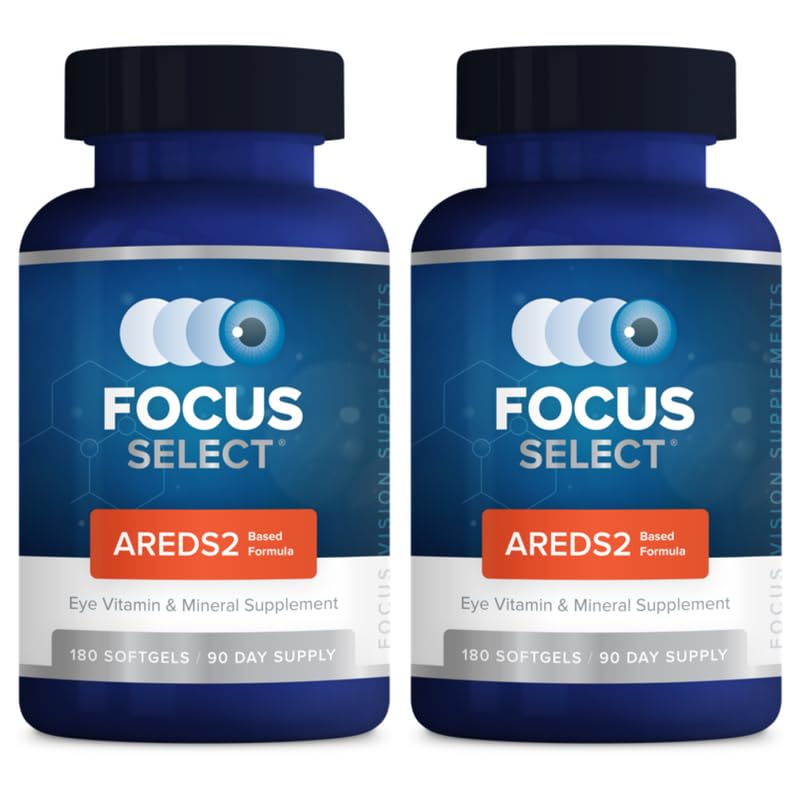 Front view of Focus Select AREDS2 based eye vitamin bottle (360 count)