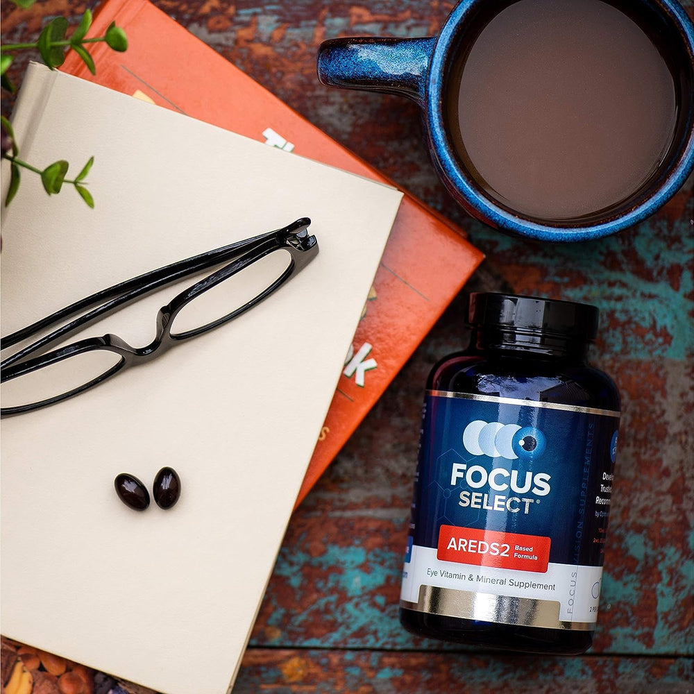 Label highlighting lutein and zeaxanthin in Focus Select AREDS2 eye vitamin