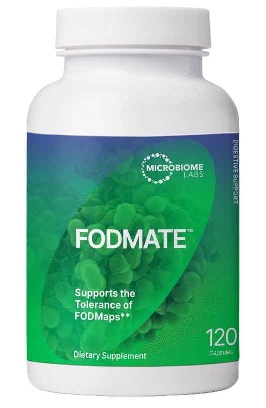 FODMATE digestive enzyme bottle with 120 capsules