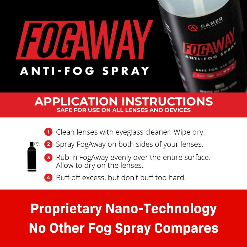 Spraying FogAway on eyeglasses